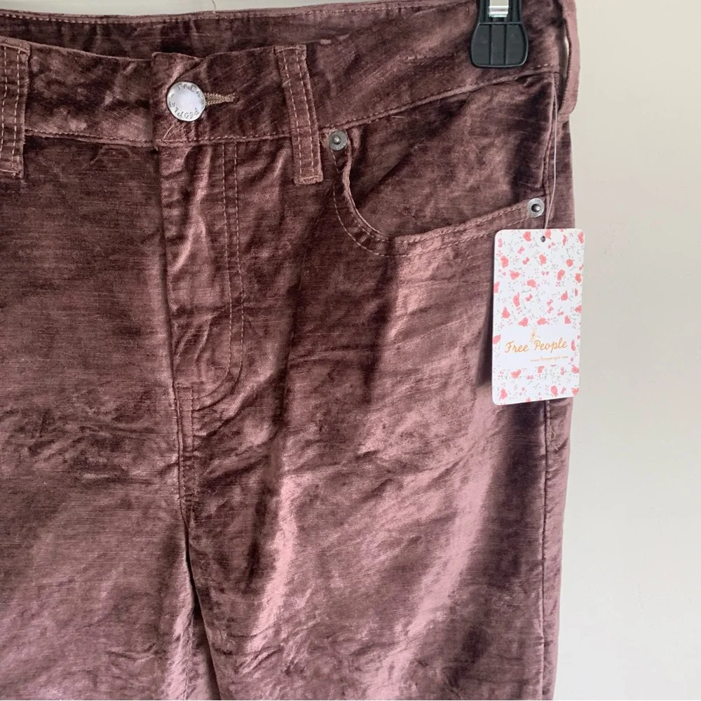 NWT Free People Velvet‎ Crop Flare Pants taupe